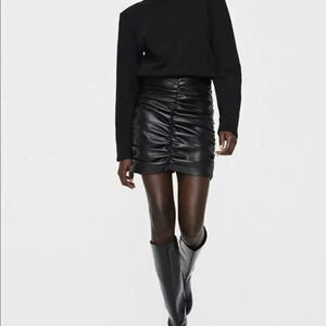 Zara Faux leather draped skirt